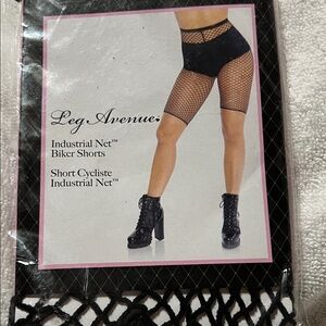 Leg Avenue Black Industrial Net Biker Shorts